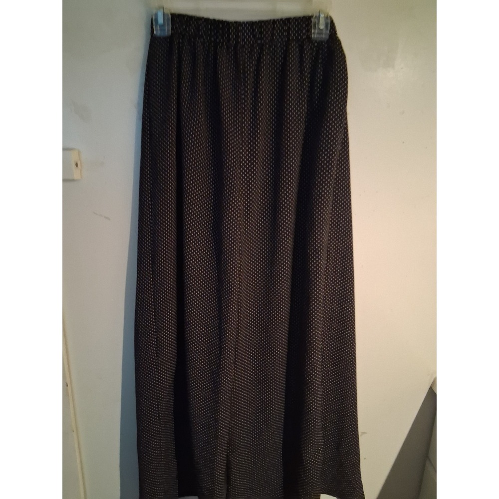 LA Gypsy Black White Polka Dot Wide Leg Slit Pants Large